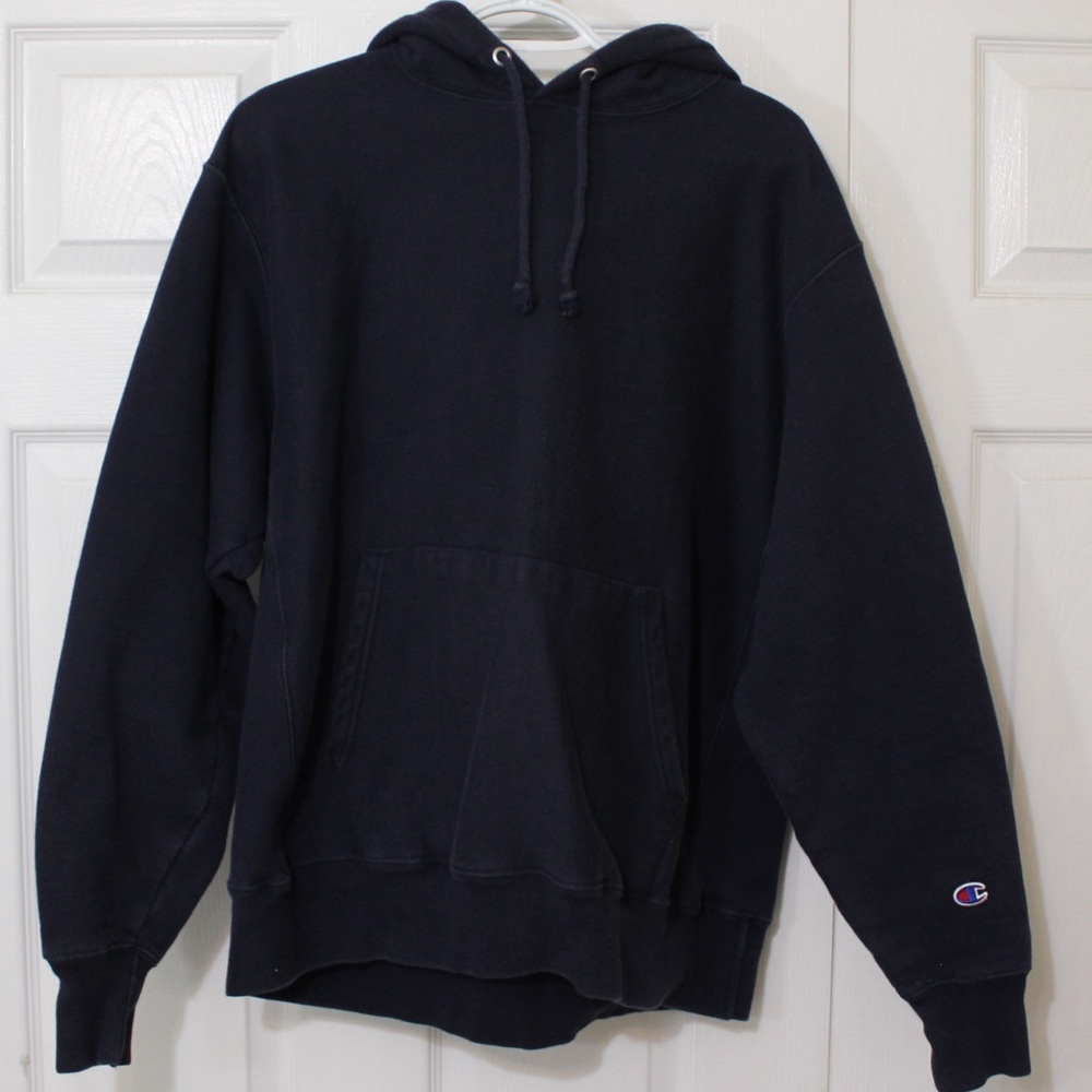 Vintage Champion Reverse Weave Blank Hoodie - dark navy